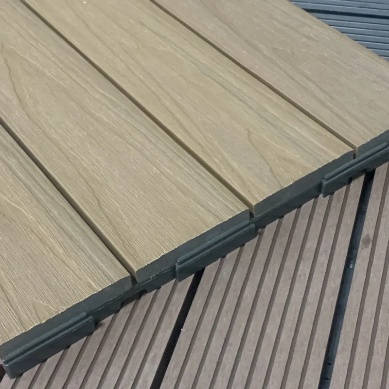 Solid Square Wood Grain Decking - WPC Green View
