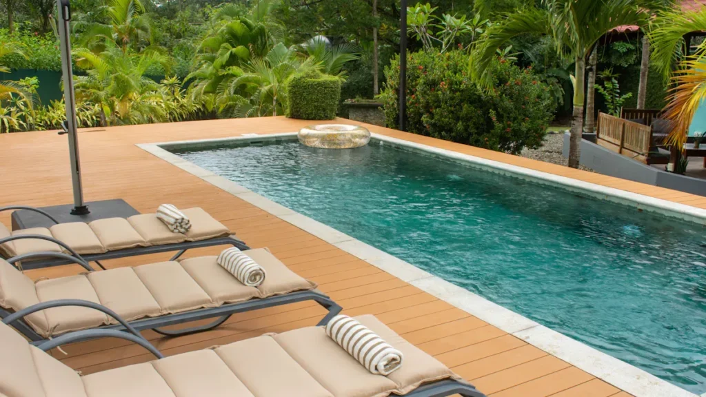 composite decking around pool